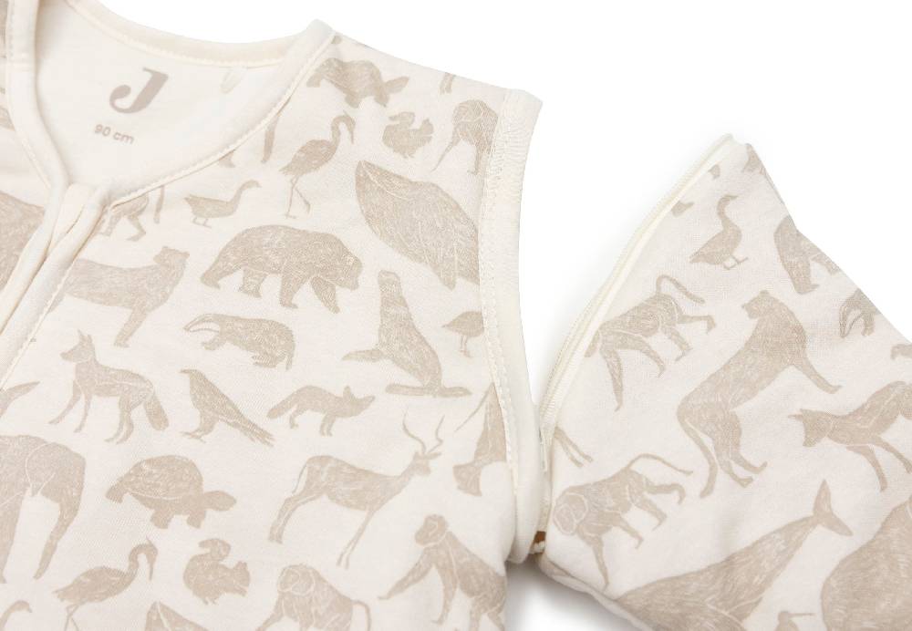 Jollein Schlafsack mit Abnehmbaren Ärmeln 90cm Animals Nougat Vierteljährliche Förderung