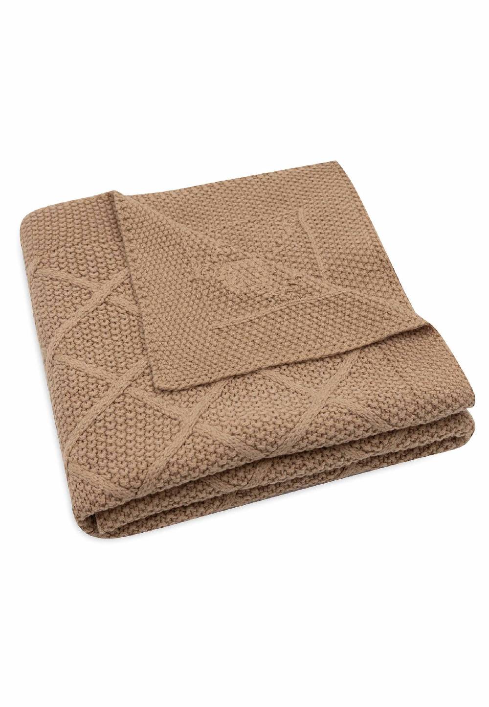 Jollein Decke Wiege 75x100cm Check Knit - Biscuit Versandkostenfrei
