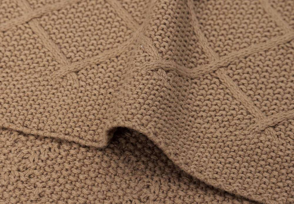 Jollein Decke Wiege 75x100cm Check Knit - Biscuit Versandkostenfrei