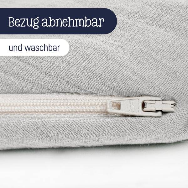 Julius Zöllner Stillkissen aus Baumwollmusselin, grau Fabrikverkauf