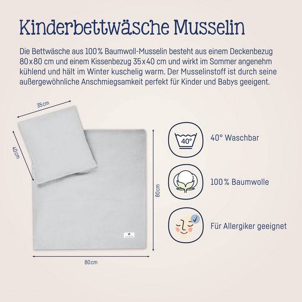 Julius Zöllner Bettwäsche aus Baumwollmusselin, Grau Saisonschlussverkauf
