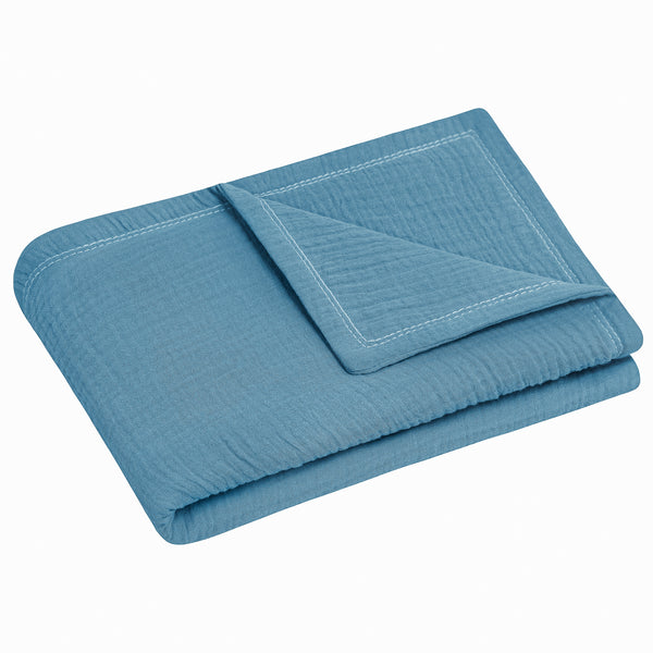Julius Zöllner Kuscheldecke aus Baumwollmusselin, Blau