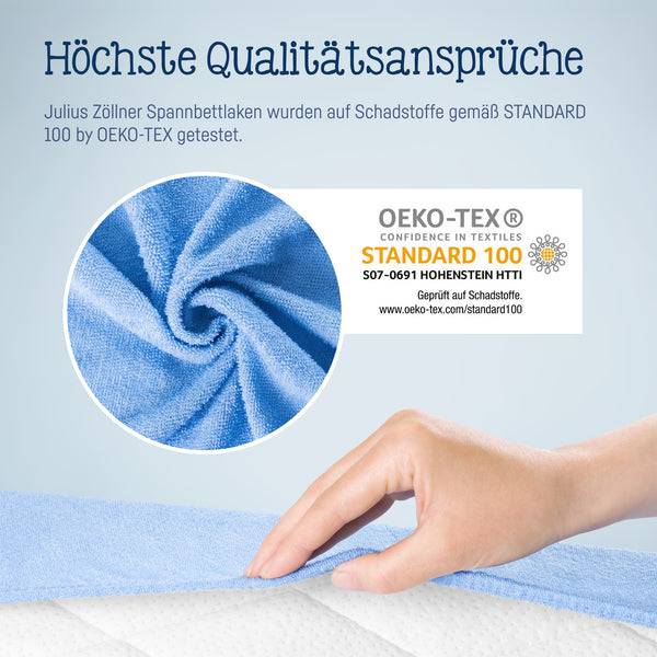 Julius Zöllner Fottee Spannbettlaken für Babymatratzen 60x120 bis 70x140cm, Hellblau Letzte 2 Tage