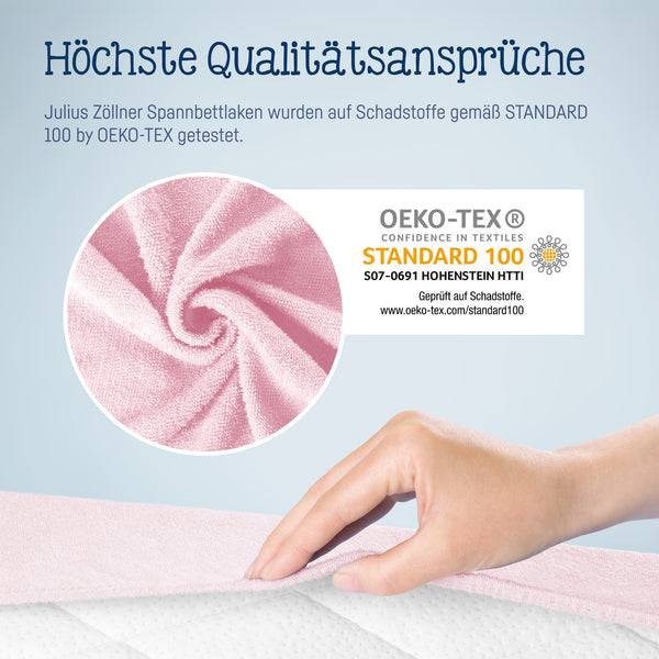 Julius Zöllner Fottee Spannbettlaken für Babymatratzen 60x120 bis 70x140cm, Rosa Letzter Tag