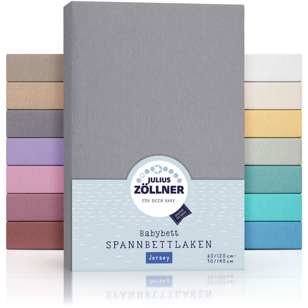 Julius Zöllner Jersey Spannbettlaken für Babymatratzen 60x120 bis 70x140cm, Anthracite
