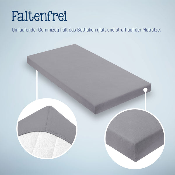 Julius Zöllner Jersey Spannbettlaken für Babymatratzen 60x120 bis 70x140cm, Anthracite Riesige Ersparnisse