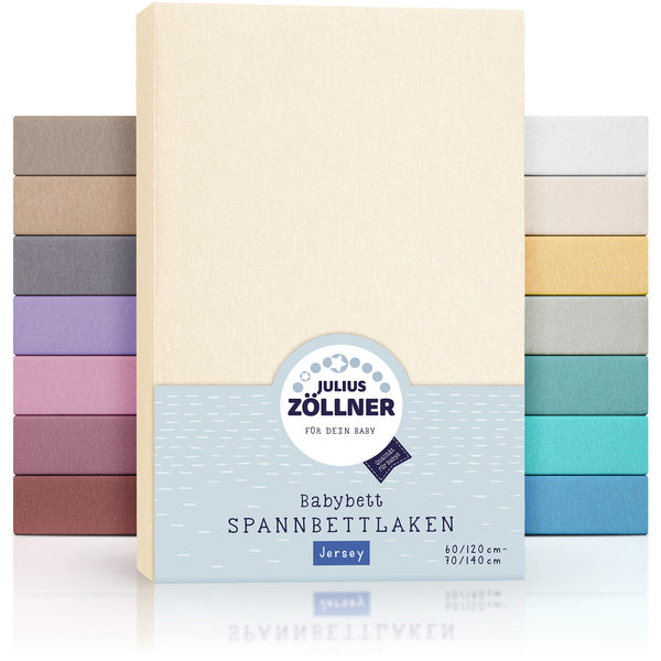 Julius Zöllner Jersey Spannbettlaken für Babymatratzen 60x120 bis 70x140cm, Ecru