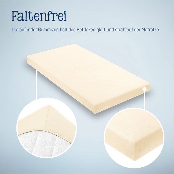 Julius Zöllner Jersey Spannbettlaken für Babymatratzen 60x120 bis 70x140cm, Ecru VIP-Rabatte