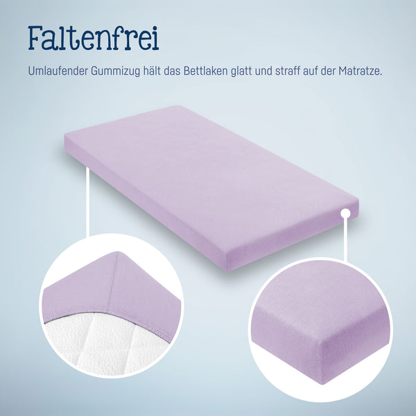 Julius Zöllner Jersey Spannbettlaken für Babymatratzen 60x120 bis 70x140cm, Flieder Tiefpreis
