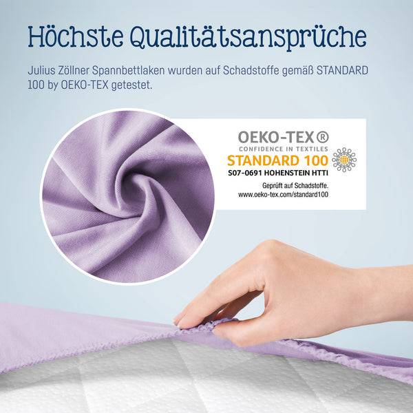 Julius Zöllner Jersey Spannbettlaken für Babymatratzen 60x120 bis 70x140cm, Flieder Tiefpreis