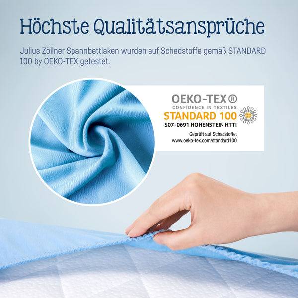 Julius Zöllner Jersey Spannbettlaken für Babymatratzen 60x120 bis 70x140cm, Hellblau Super Sparpreis