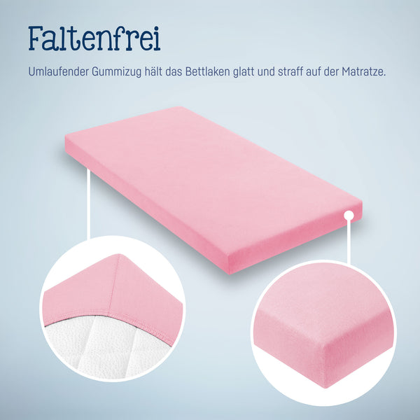 Julius Zöllner Jersey Spannbettlaken für Babymatratzen 60x120 bis 70x140cm, Rosa Begrenzte Freigabe