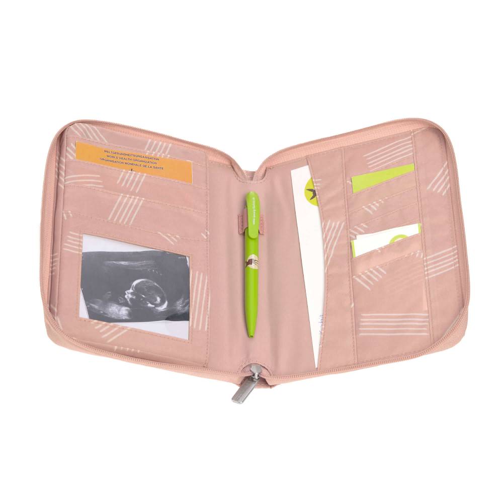 Lässig Mutterpasshülle mit Reißverschluss - Soft Stripes Rose, Rosa Letzte 2 Tage
