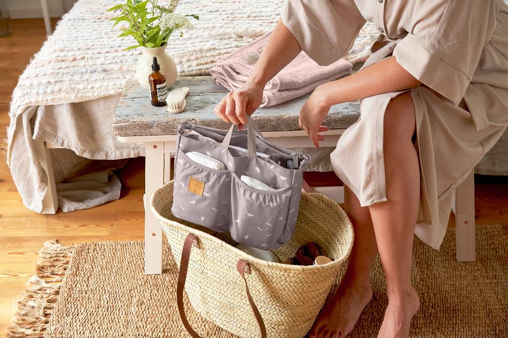Lässig Wickeltasche - Multitalent Organizer Blocks Taupe, Grau Letzter Tag
