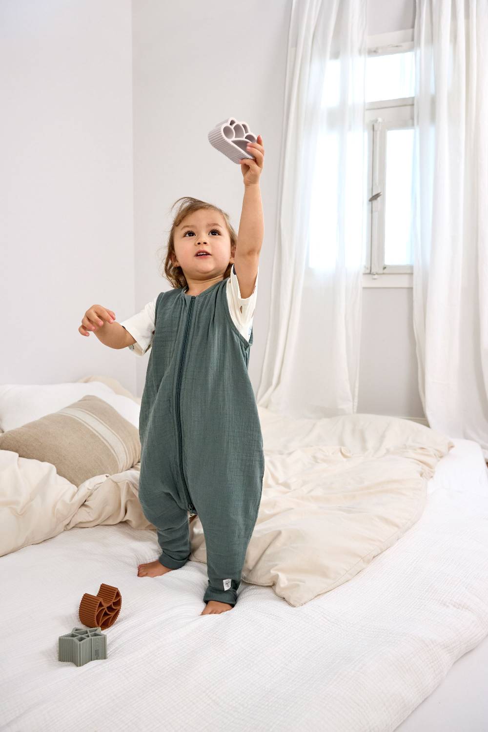 Lässig Kinder Schlafoverall 3 TOG - Bio Baumwolle, Petrolgrün Osterangebot