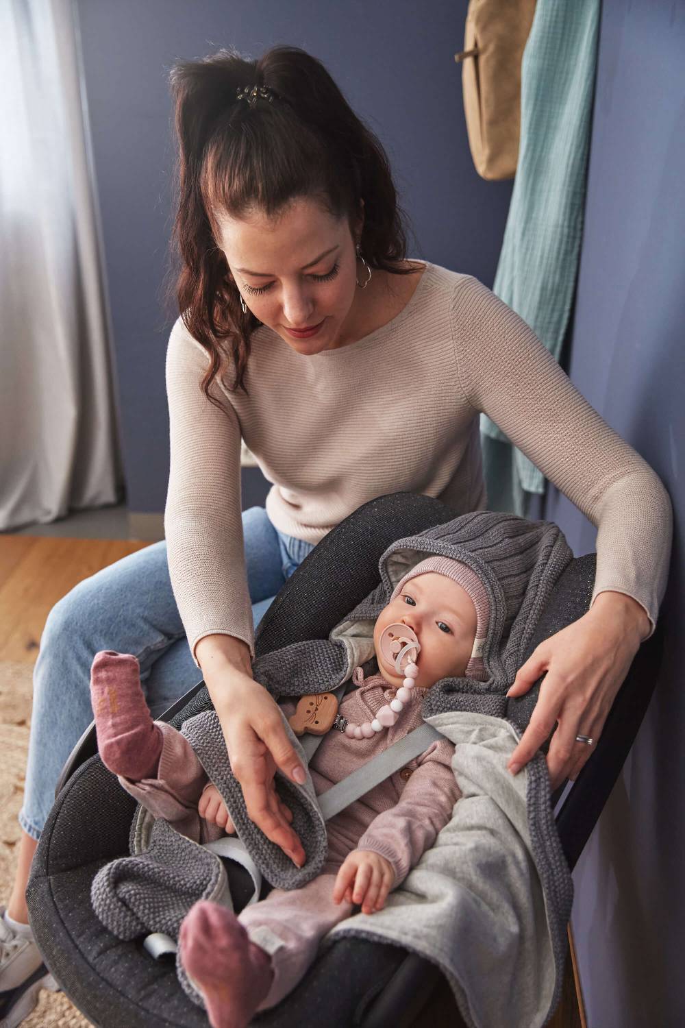 Lässig Einschlagdecke Baby - Bio Baumwolle, Anthrazit Muttertagsangebot