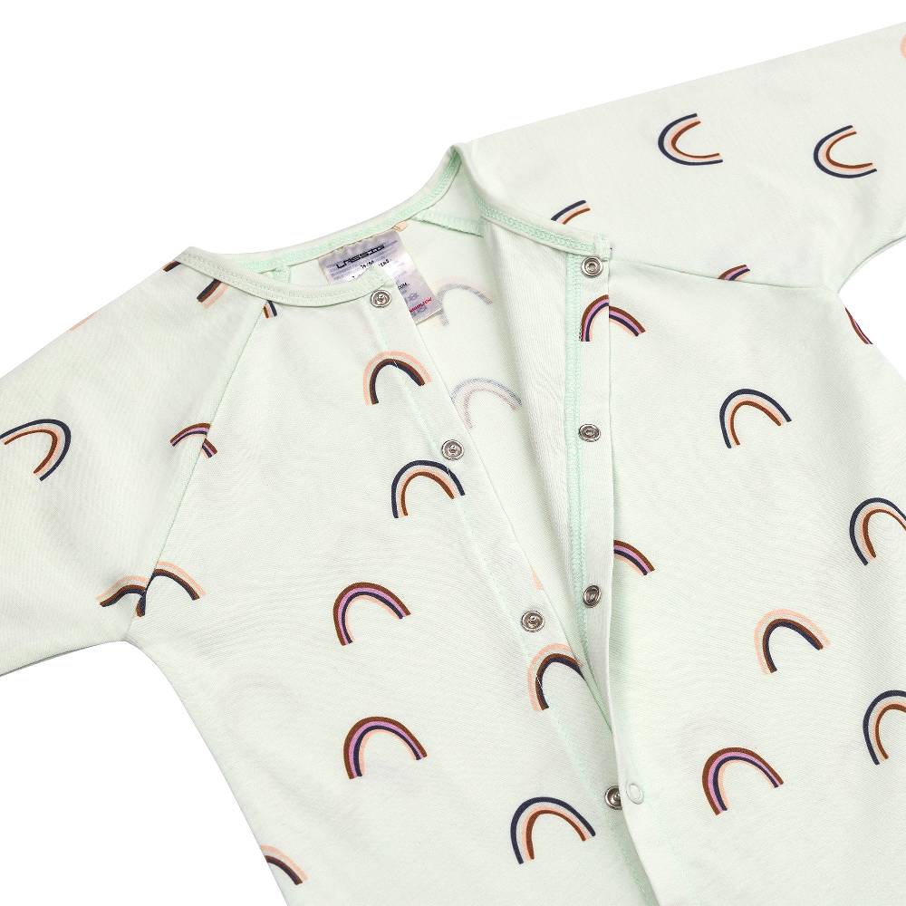 Lässig Baby Schlafoverall - Bio Baumwolle, Regenbogen, Mint Sonderangebote