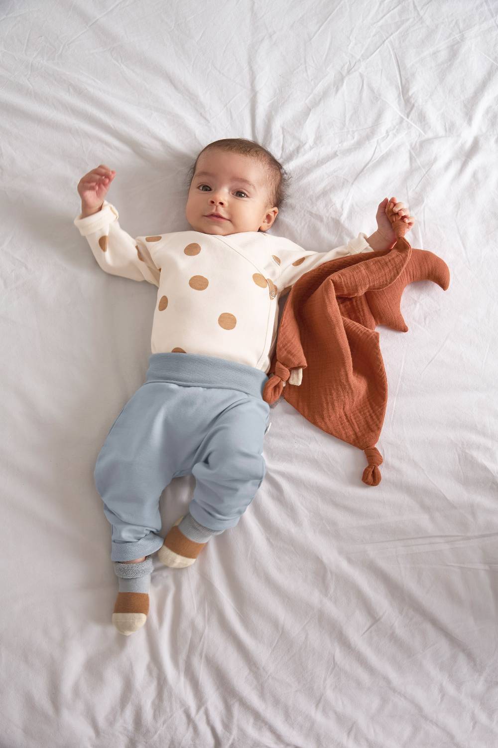 Lässig Baby Body langarm - Bio Baumwolle, Punkte, Weiß Kostenlose Rückgabe