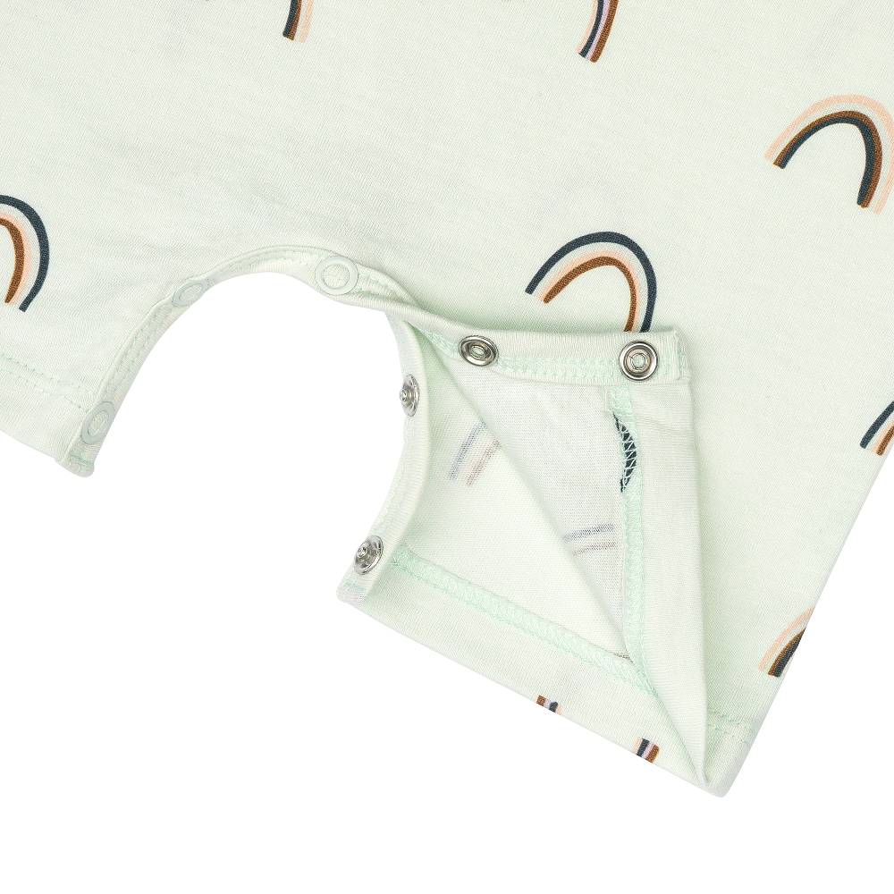 Lässig Baby Jumpsuit - Bio Baumwolle, Regenbogen, Mint Sonderangebot der Fabrik