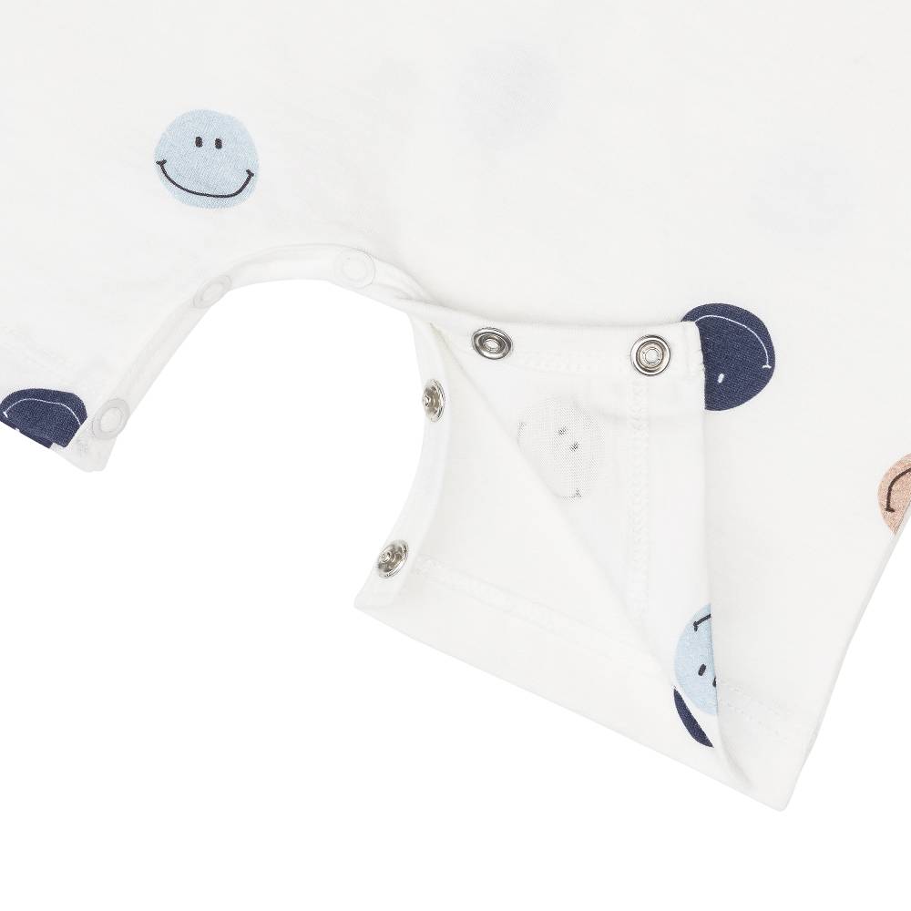 Lässig Baby Jumpsuit - Bio Baumwolle, Smile, Milky Vierteljährliche Förderung