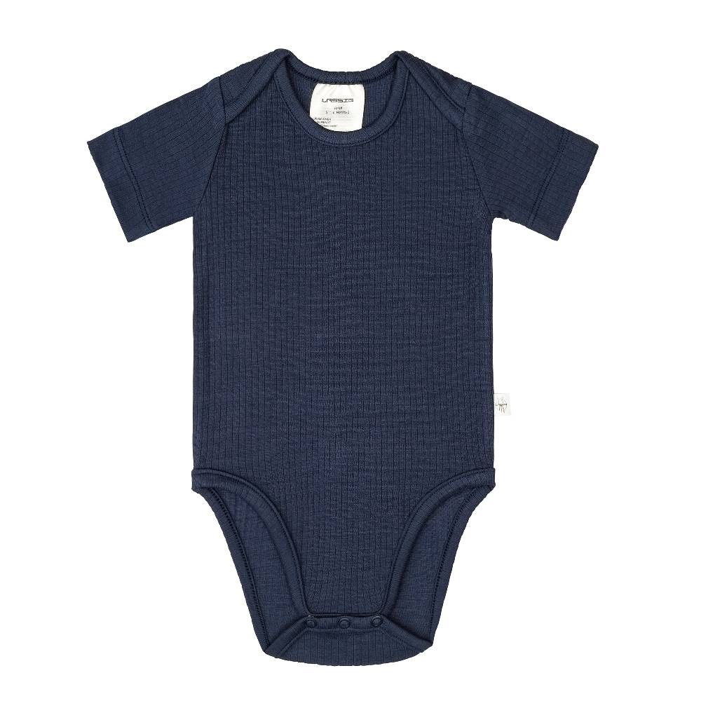 Lässig Baby Body Kurzarm - gerippt, Blau Outlet