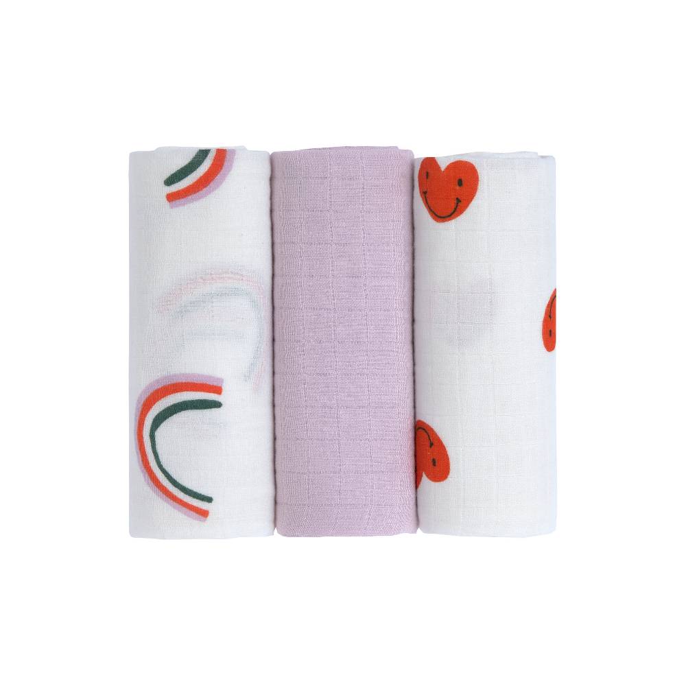 Lässig Mulltücher 3er Set (60 x 60 cm) - Bio Baumwolle, Happy Rascals, Herz Meist gekauft