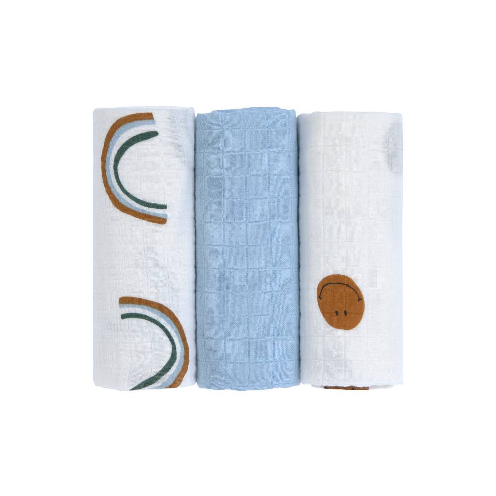 Lässig Mulltücher 3er Set (60 x 60 cm) - Bio Baumwolle, Happy Rascals, Smile Blitzverkäufe