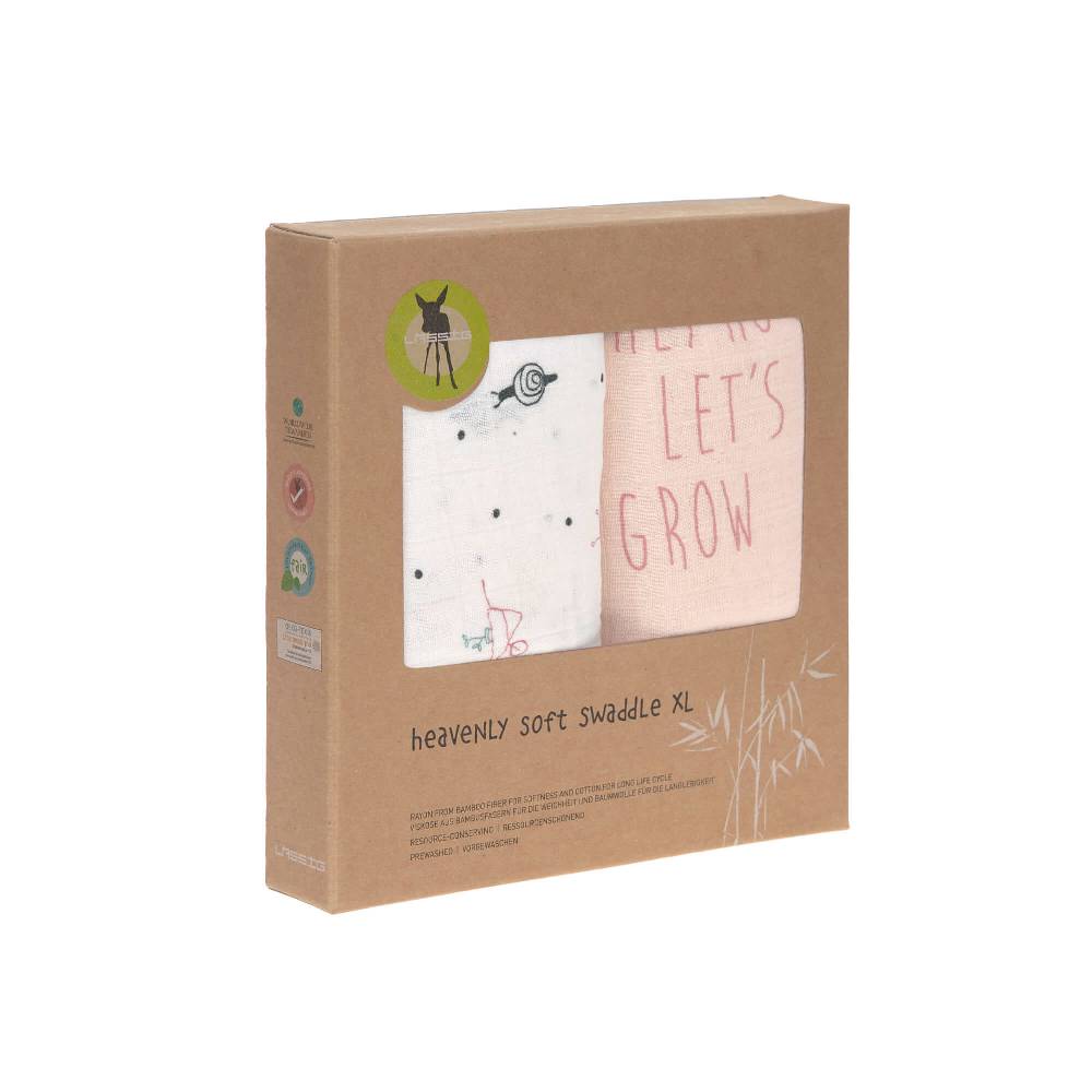 Lässig Mulltücher (2 Stk) - Heavenly Soft Swaddle XL, Garden Explorer Schnecke Fabrikpreis