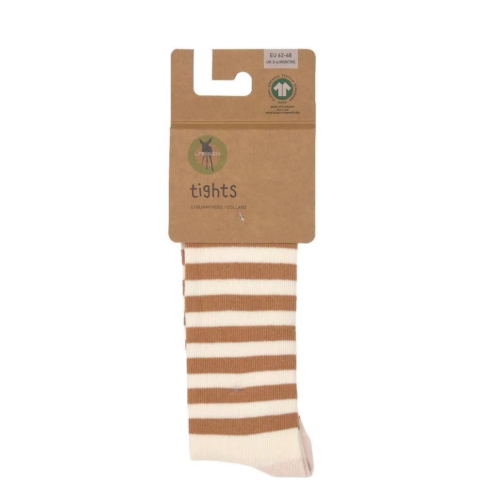 Lässig Strumpfhose GOTS - Tights, Halb Gestreift Weiß Karamell JETZT KAUFEN