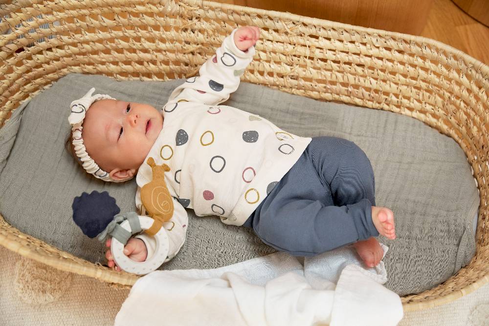 Lässig Baby Body kurzarm - Bio Baumwolle, Kreise, Beige Begrenzt auf 3 Tage