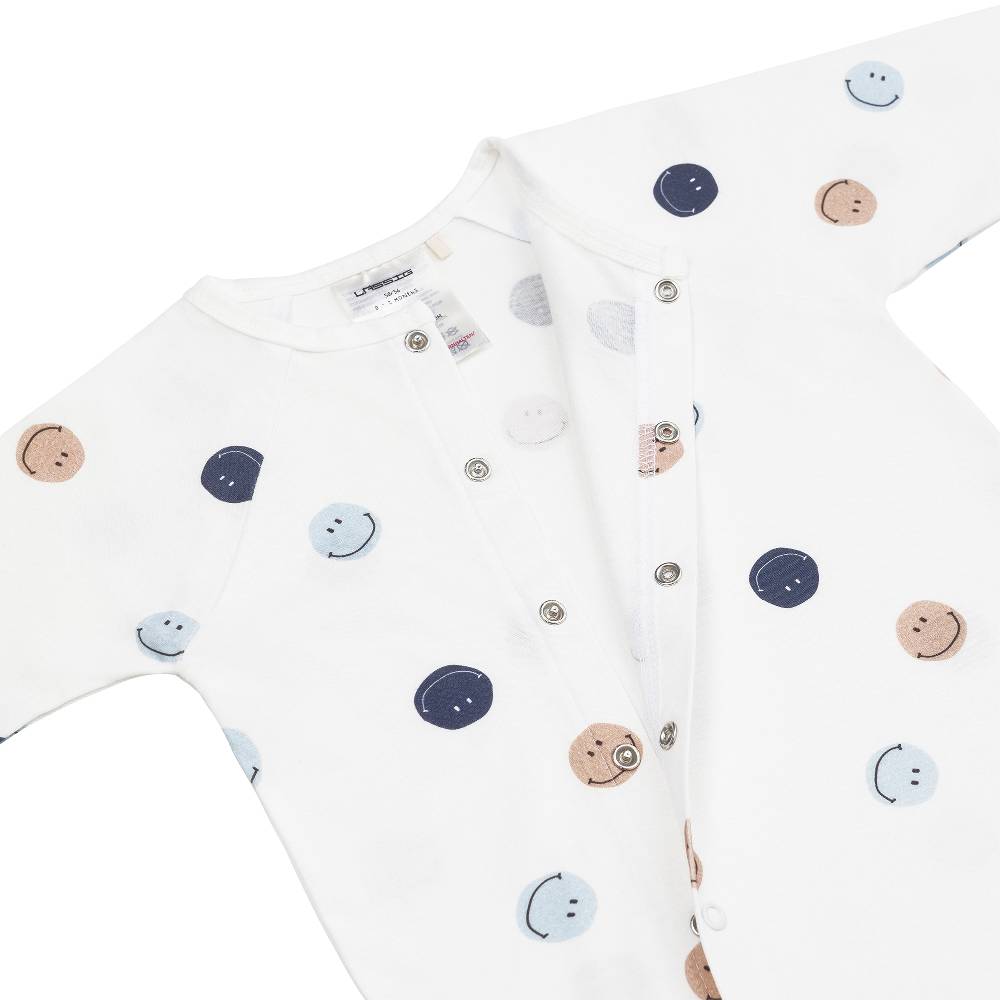 Lässig Baby Schlafoverall - Bio Baumwolle, Smile, Milky 2025