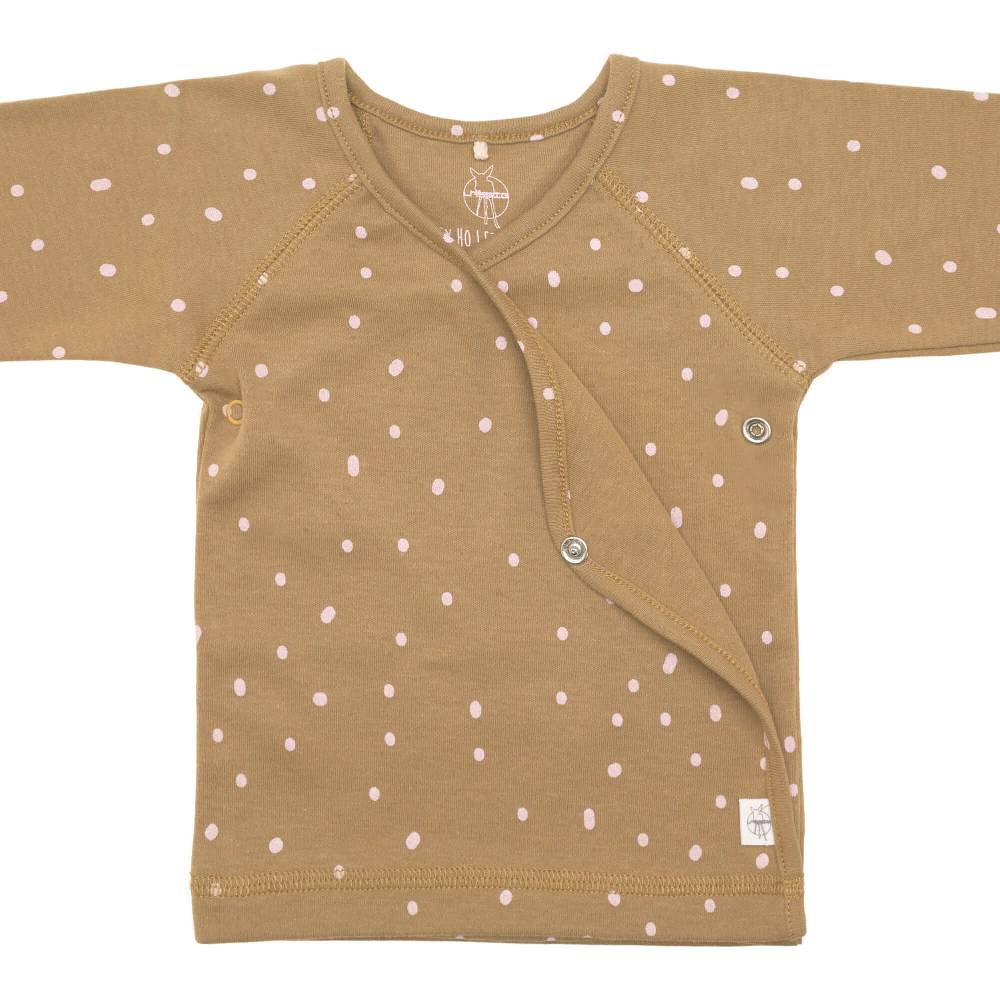 Lässig Baby Wickelshirt - Bio Baumwolle, Dots, Curry Auslauf