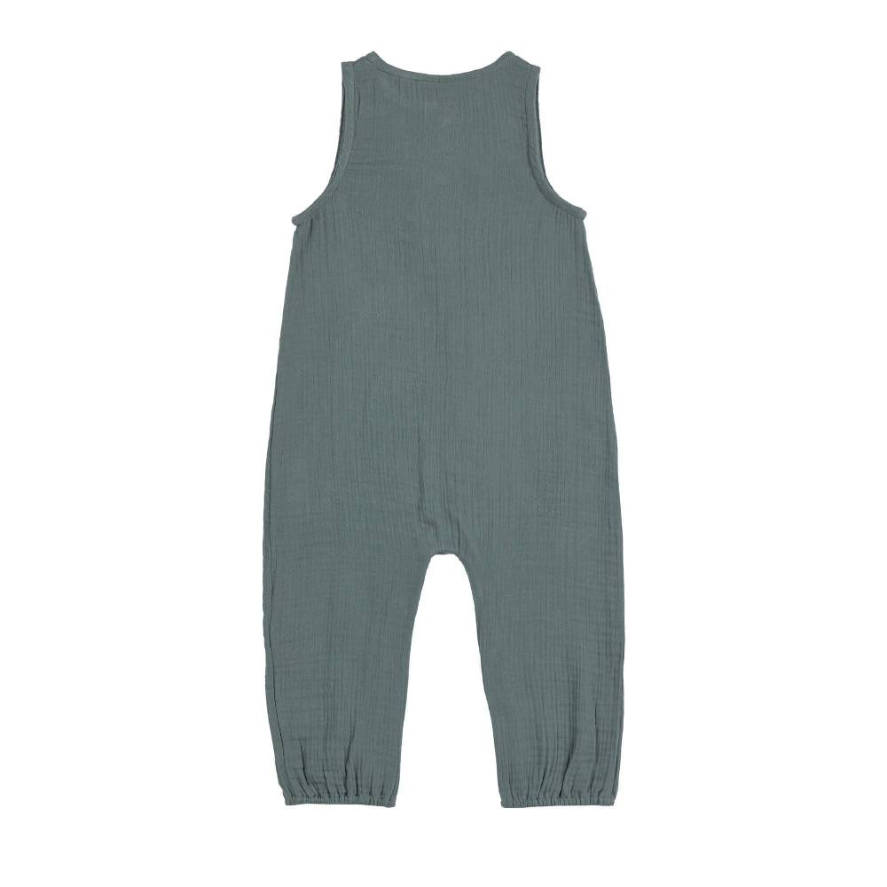 Lässig Musselin Jumpsuit - Bio Baumwolle, Petrolgrün Kostenloser Versand