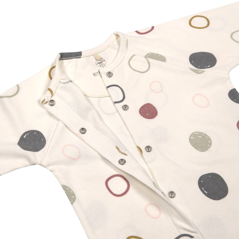 Lässig Baby Schlafanzug mit Füßen - Bio Baumwolle, Circles, Weiß Rabatt