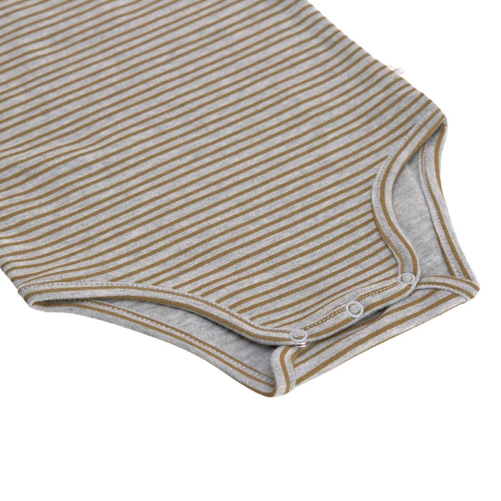 Lässig Baby Body langarm - Bio Baumwolle, Streifen, Grau meliert Großer Ausverkauf