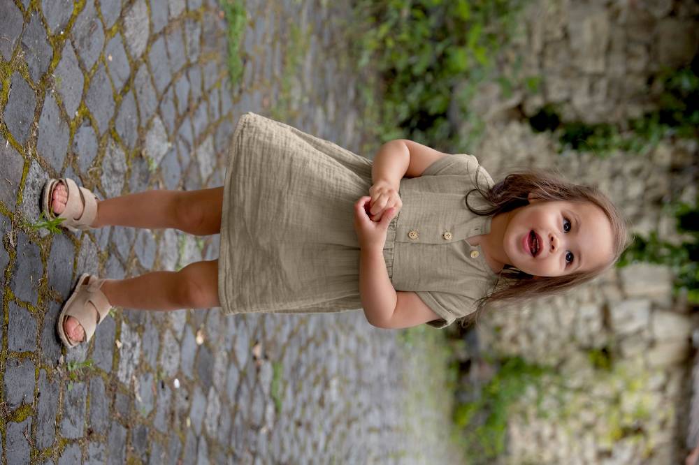 Lässig Kinderkleid - Bio Baumwolle, Taupe, Grau Muttertagsangebot