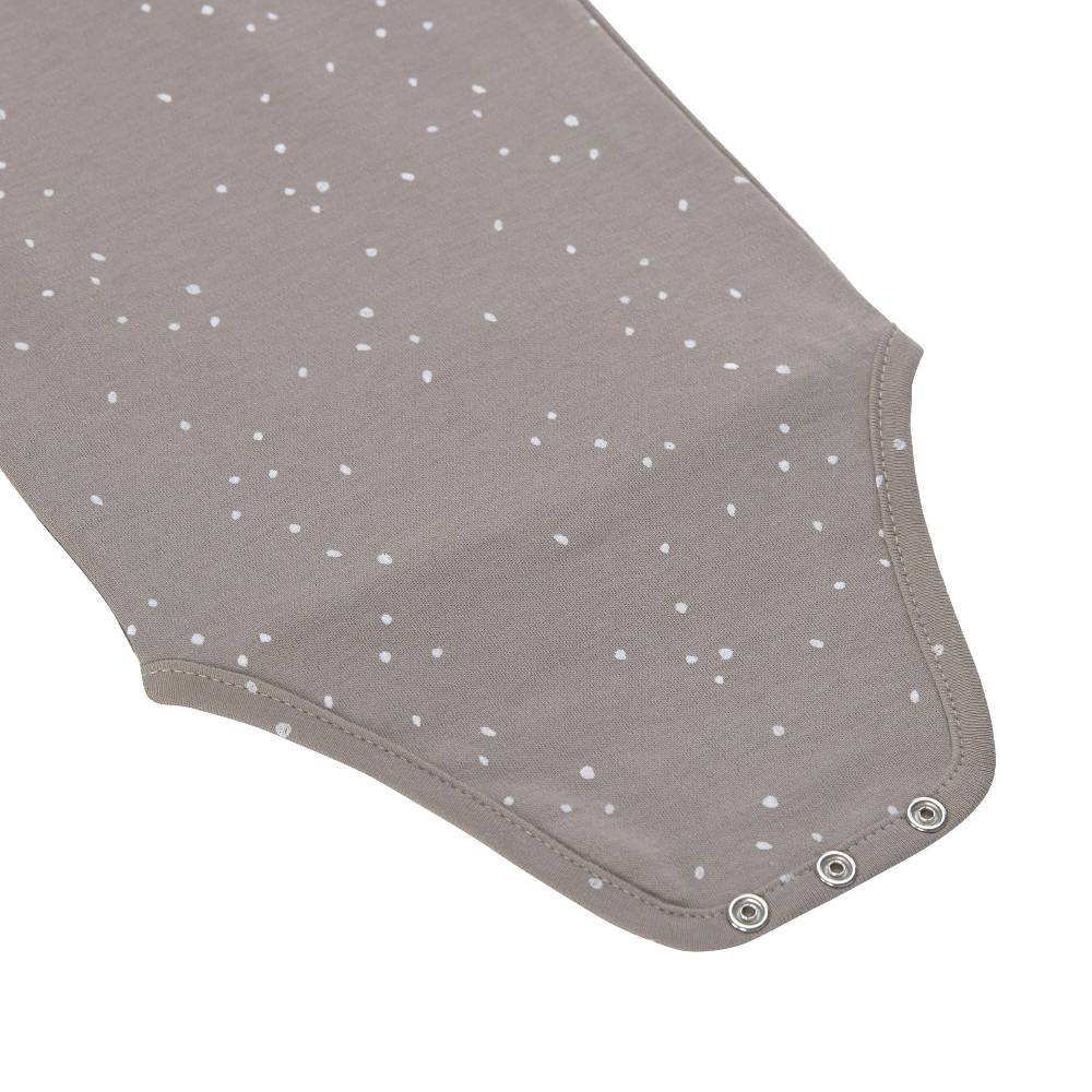 Lässig Baby Wickelbody langarm - Bio Baumwolle, Punkte, Taupe Valentinstagsangebot