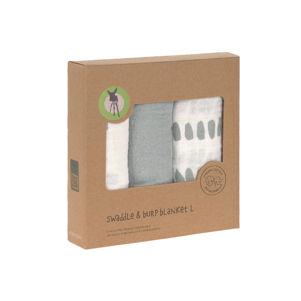 Lässig Mulltücher 3er Set 85 x 85 cm - Strokes, Silbergrau Heißer Verkauf