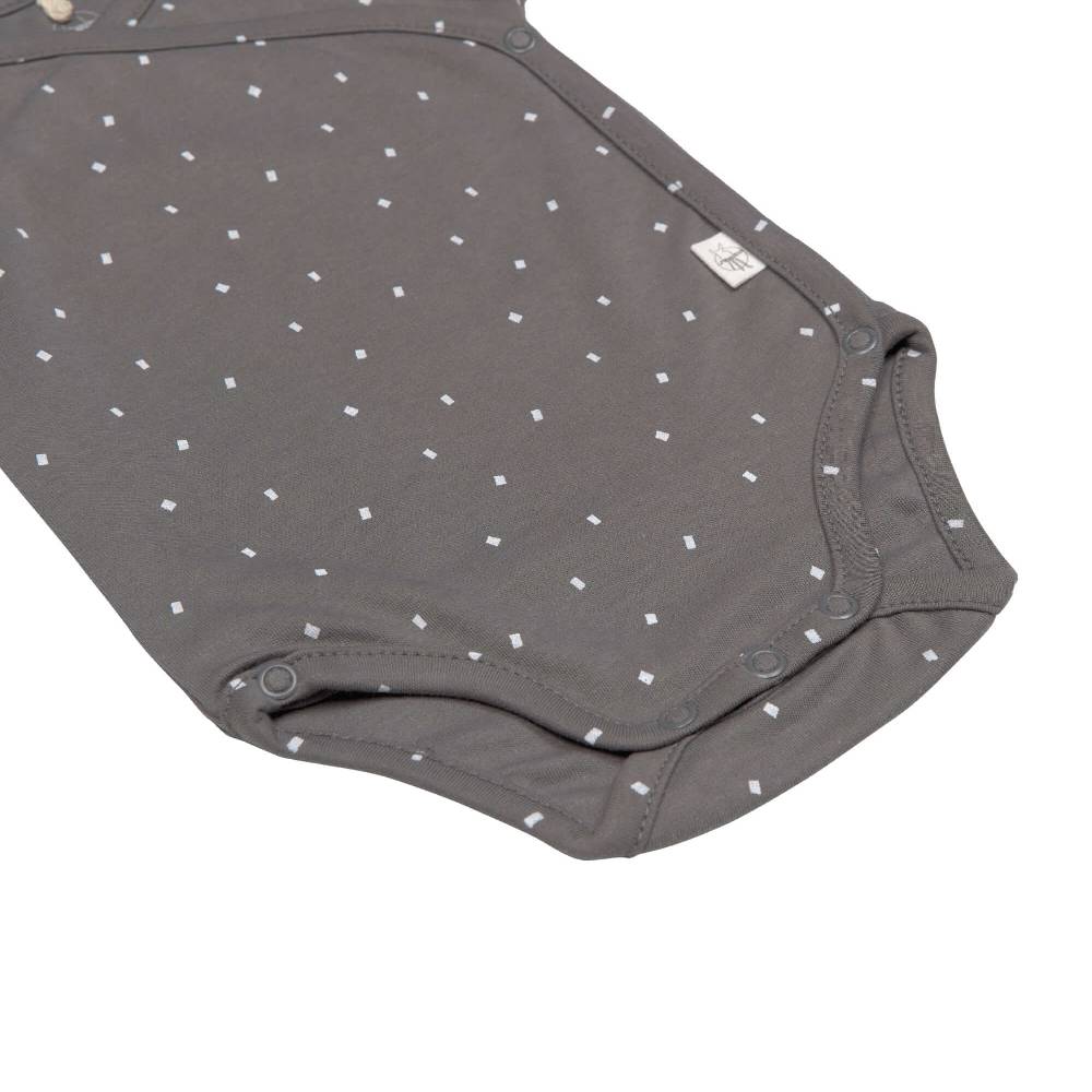 Lässig Baby Wickelbody kurzarm - Bio Baumwolle, Punkte, Anthrazit Tägliche Deals