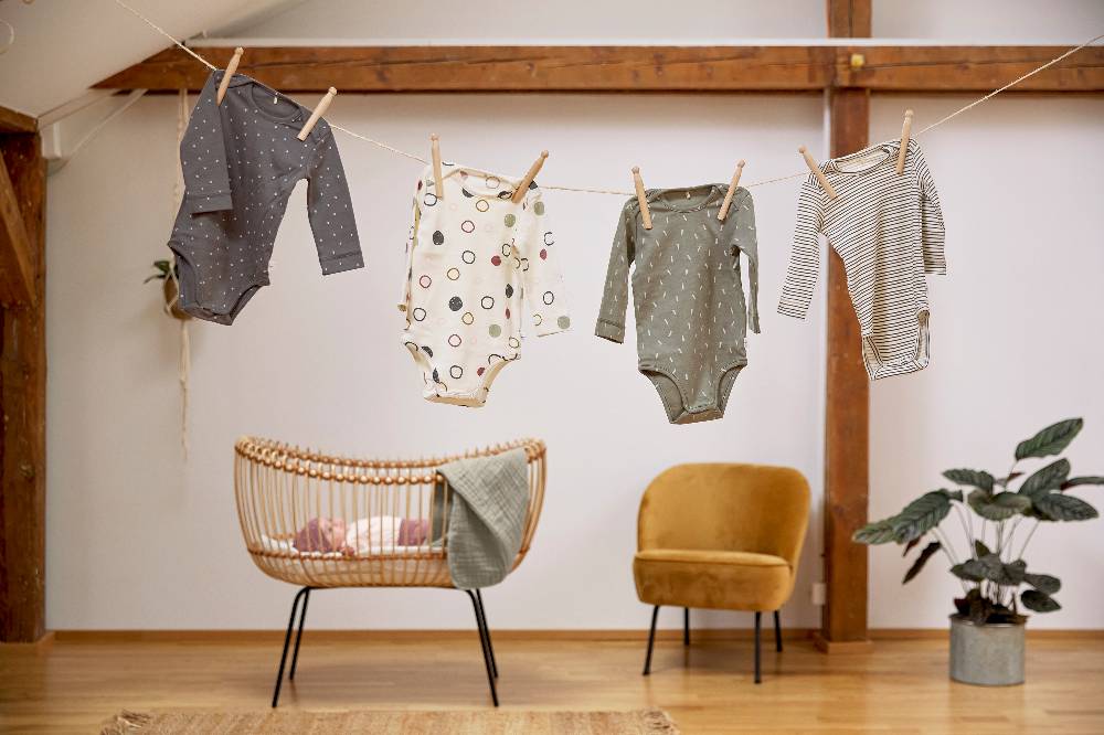 Lässig Baby Body langarm - Bio Baumwolle, Kreise, Beige Tiefpreis