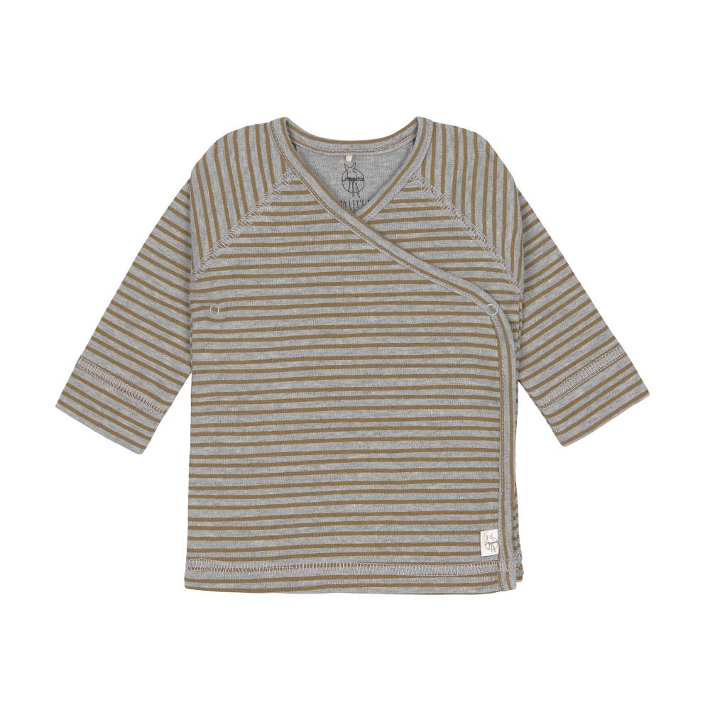 Lässig Baby Wickelshirt - Bio Baumwolle, Striped, Grau Mélange