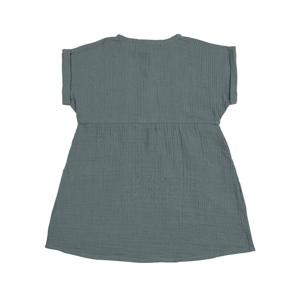 Lässig Musselin Kinderkleid - Bio Baumwolle, Petrolgrün Bis zu 65% Rabatt