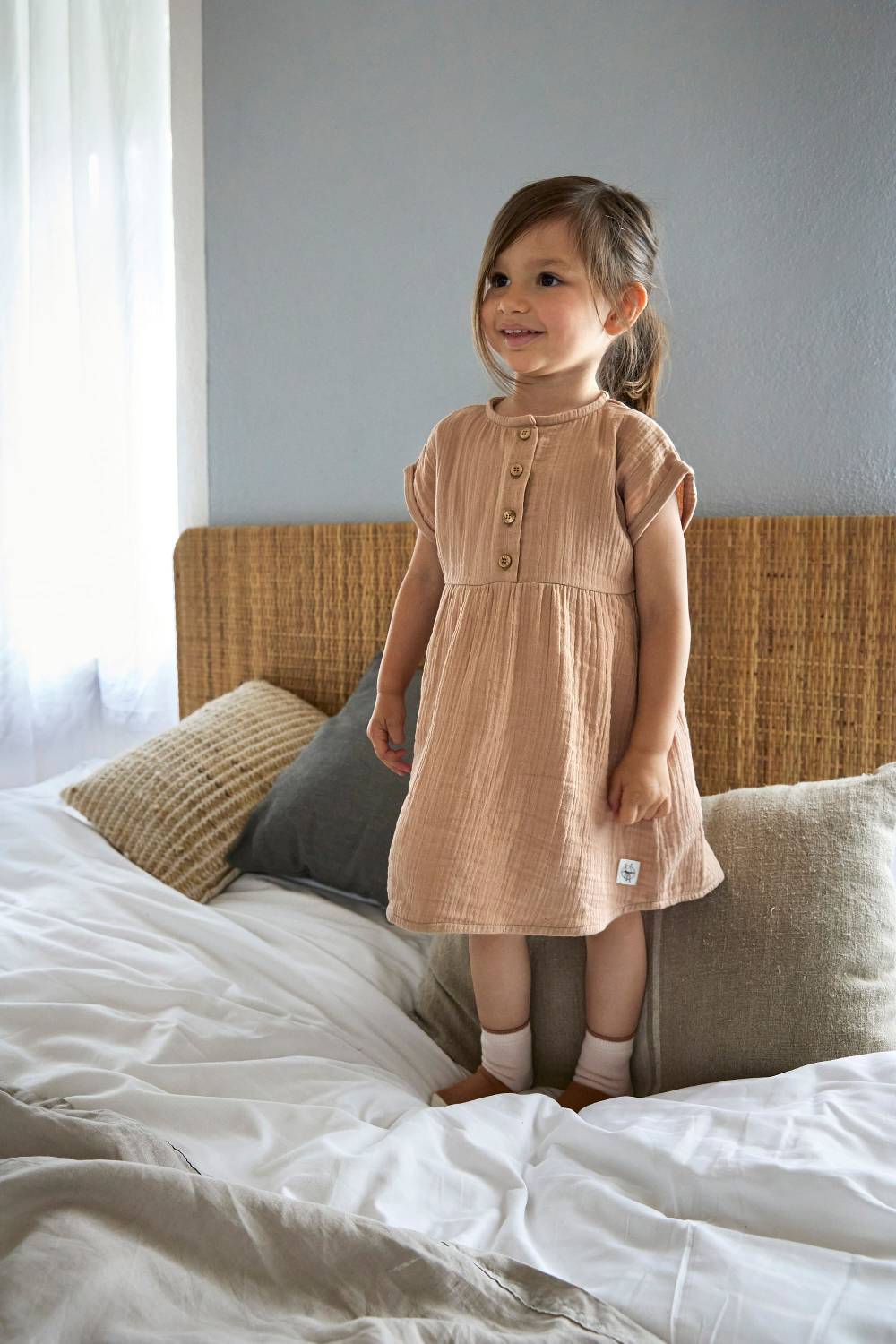 Lässig Musselin Kinderkleid - Bio Baumwolle, Orange Bis zu 55% Rabatt