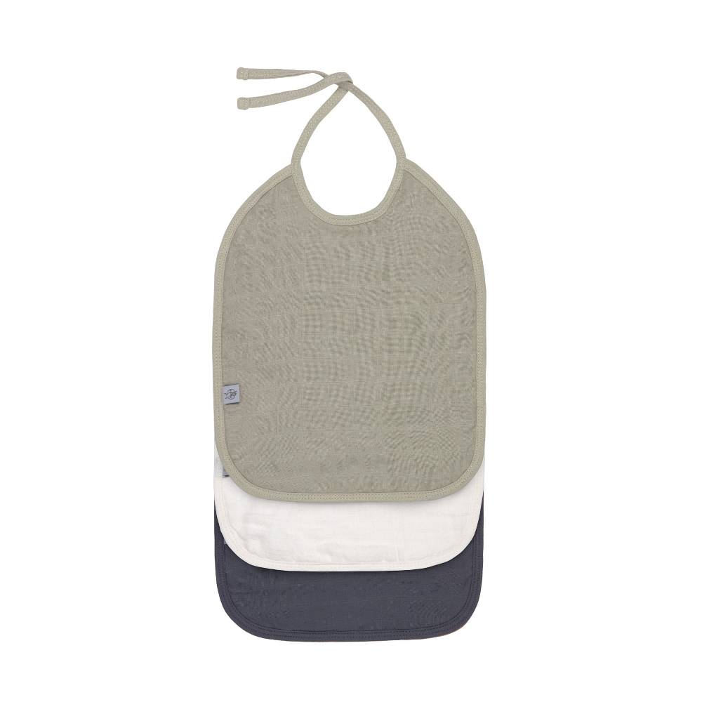 Lässig Mull Lätzchen (3 Stk) - Bib, Olive Milky Navy