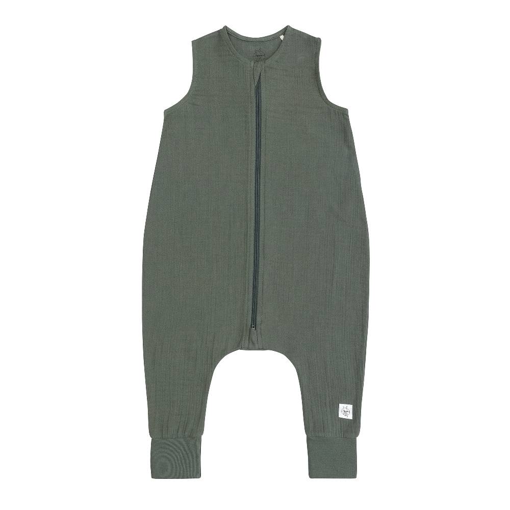 Lässig Musselin Kinder Schlafoverall 1 TOG - Bio Baumwolle, Petrolgrün