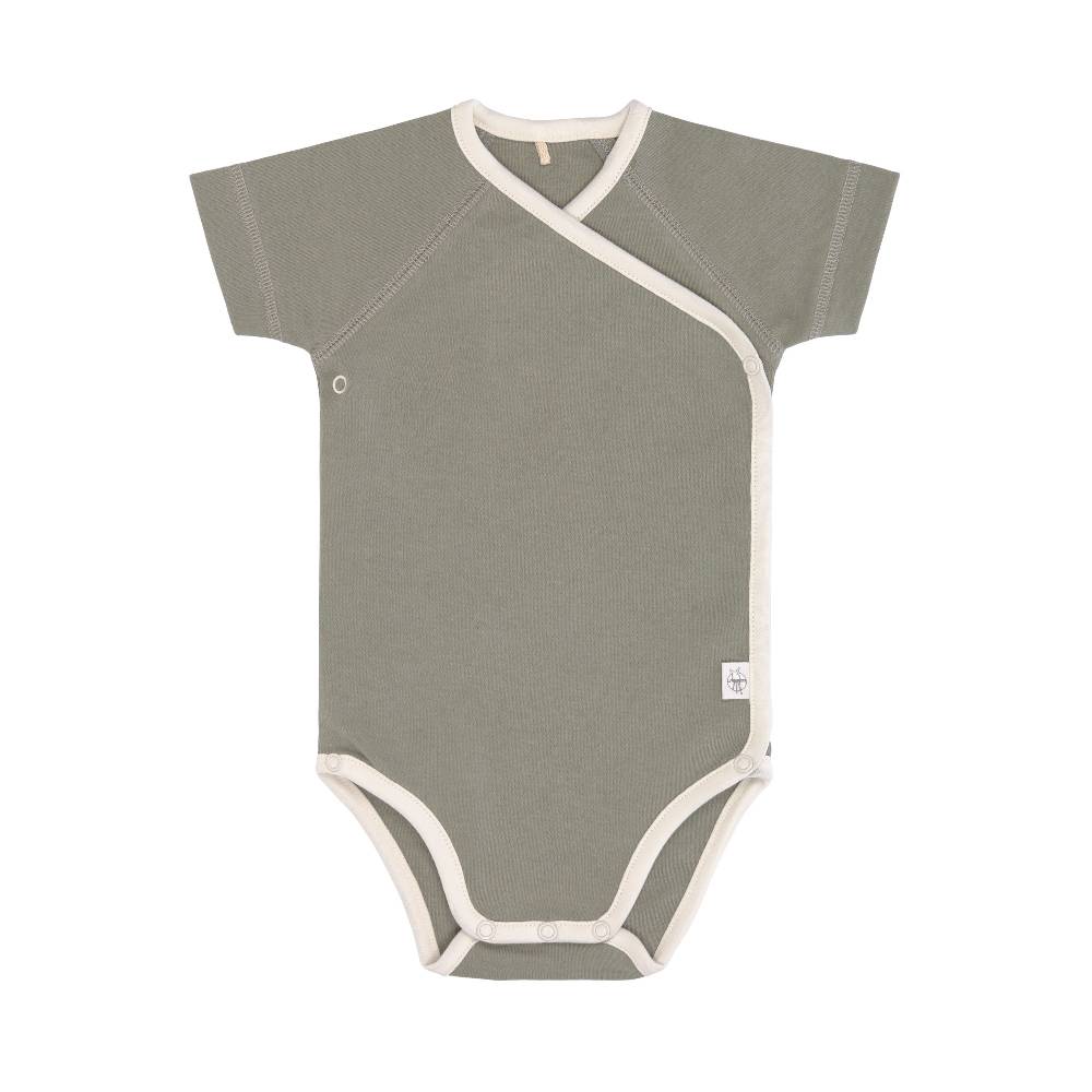 Lässig Baby Wickelbody (2er Set) kurzarm - Bio Baumwolle, Rosa Oliv Fabrikladen