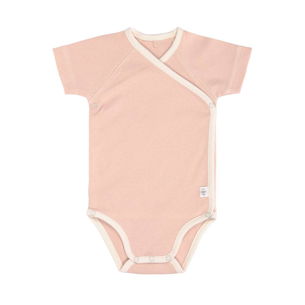 Lässig Baby Wickelbody (2er Set) kurzarm - Bio Baumwolle, Rosa Oliv Fabrikladen