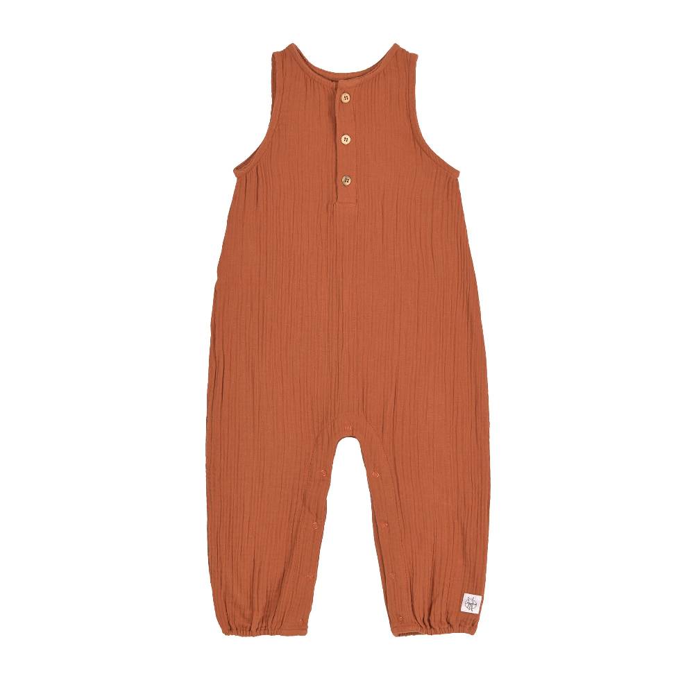 Lässig Baby Jumpsuit - Bio Baumwolle, Rostrot