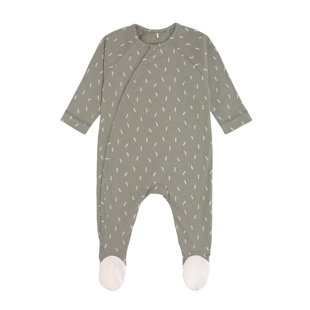 Lässig Baby Schlafanzug mit Füßen - Bio Baumwolle, Speckles, Grün