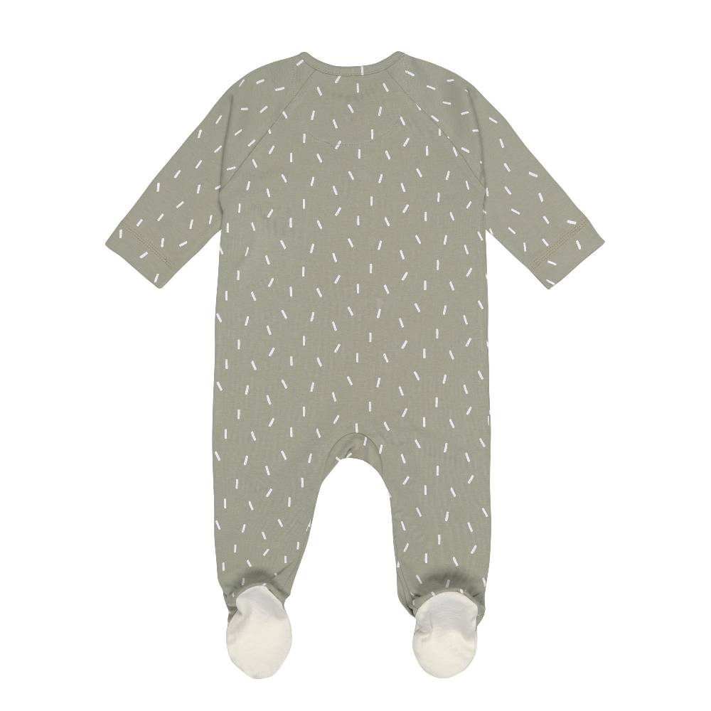 Lässig Baby Schlafanzug mit Füßen - Bio Baumwolle, Speckles, Grün im Angebot
